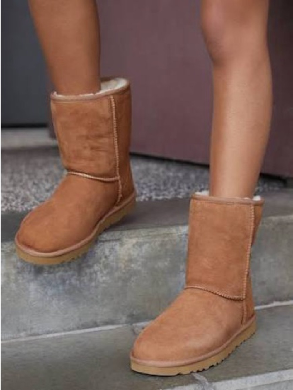 UGG Women's Chestnut Brown Suede Classic Short Boot Shearling Liner
